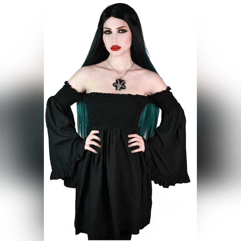 Killstar, New. Scarlet kiss Bell sleeve dress